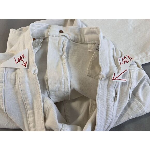 Mother Jeans The Weekender Fray Squeeze It White Stretch Denim Size 32 - Picture 12 of 14